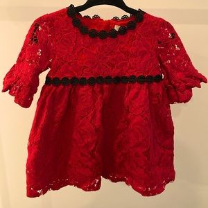EUC Kate Spade Deep Red Lace Dress w/ Bloomers 18 Months